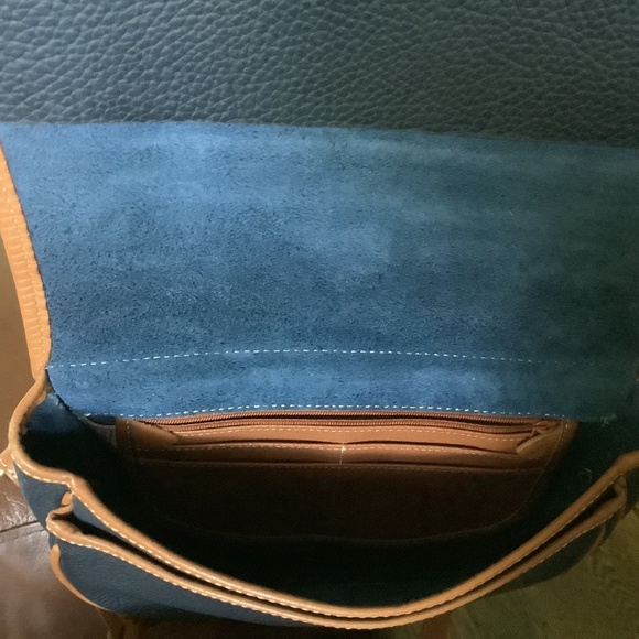 Vintage Dooney & Bourke Pebble Leather Bag Cross Body Purse All Weather Navy - Picture 10 of 12